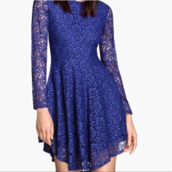 h&m blue long sleeve dress